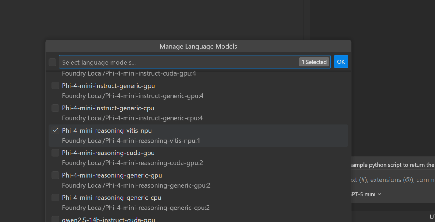 Using local AI/LLM in VS Code without third party software, on the CPU ...